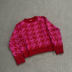 Design History Red and Pink Houndstooth Sweater